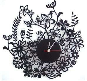 Wall Clock Flower (black)