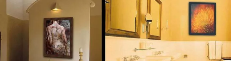 The bathrooms are also a good place to show off your best paintings and / or photographs