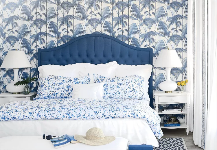 white blue bedroom