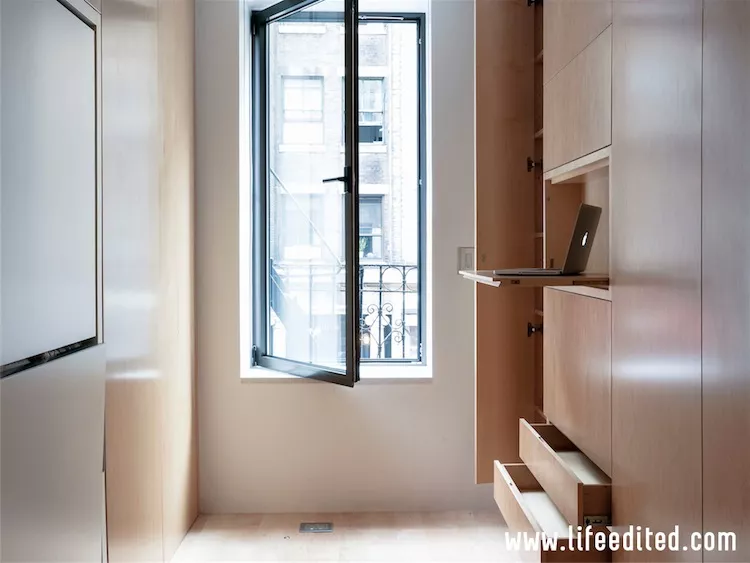 LE1: guest desk, fire escape