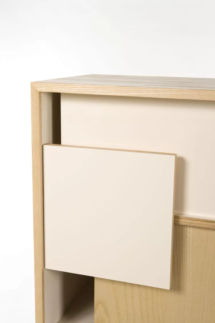 Block Party bookcase, Butter and Cream - detail
