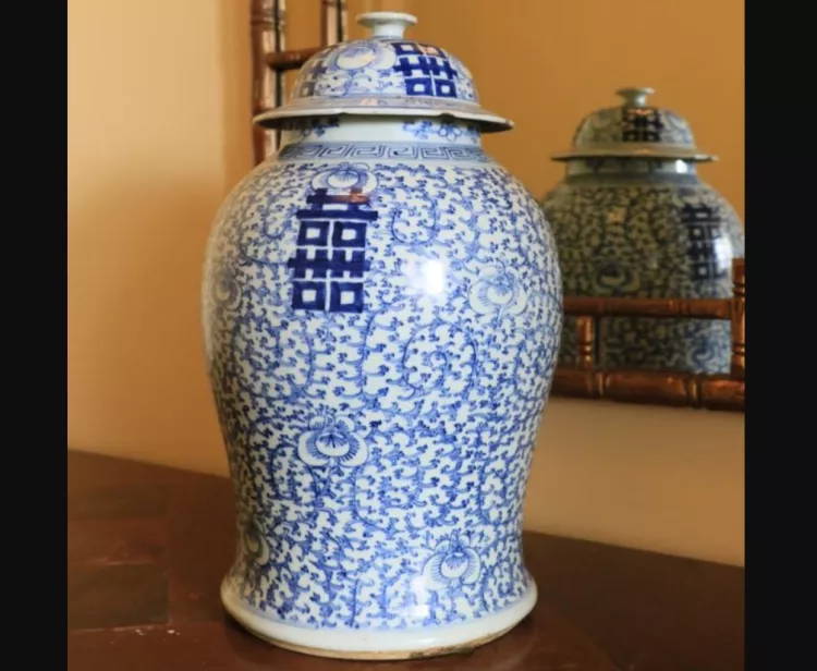 blue and white ginger jar