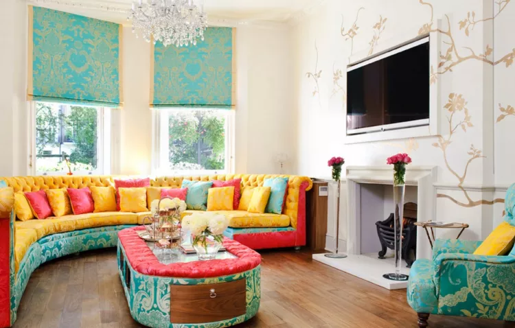 Brightly coloured furniture