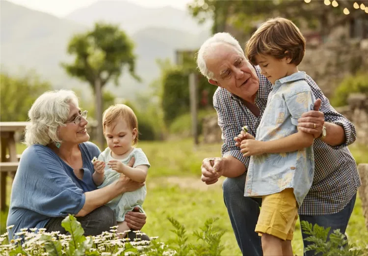 family members in garden