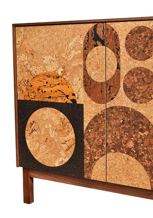 Iannone Design cork mosaic cabinet detail
