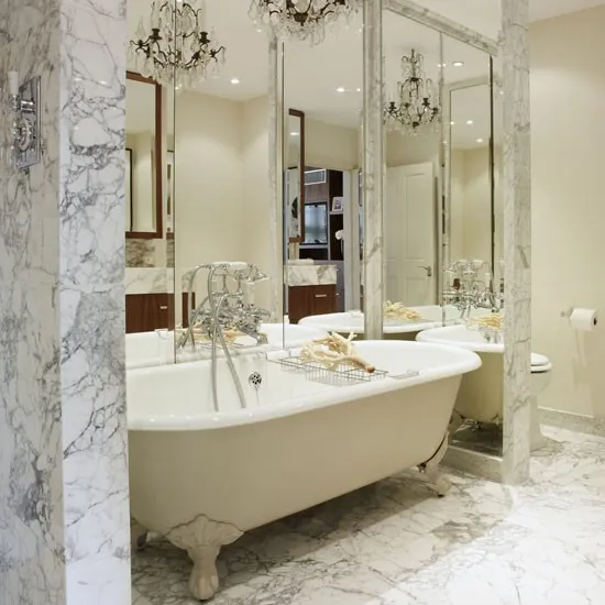 luxury marble bathroom in Art Deco style