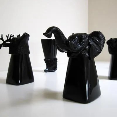 Black Animal pewter and ceramic shots