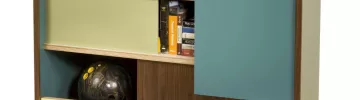 Thomas Wold, Block Party Bookcase and credenza, Hello Color