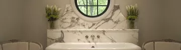 Art Deco bathroom with Carrara slab marble